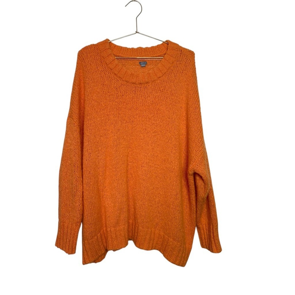 Aerie Orange Knit Sweater Long Sleeve Women M‎ Oversized Wool Alpaca blend